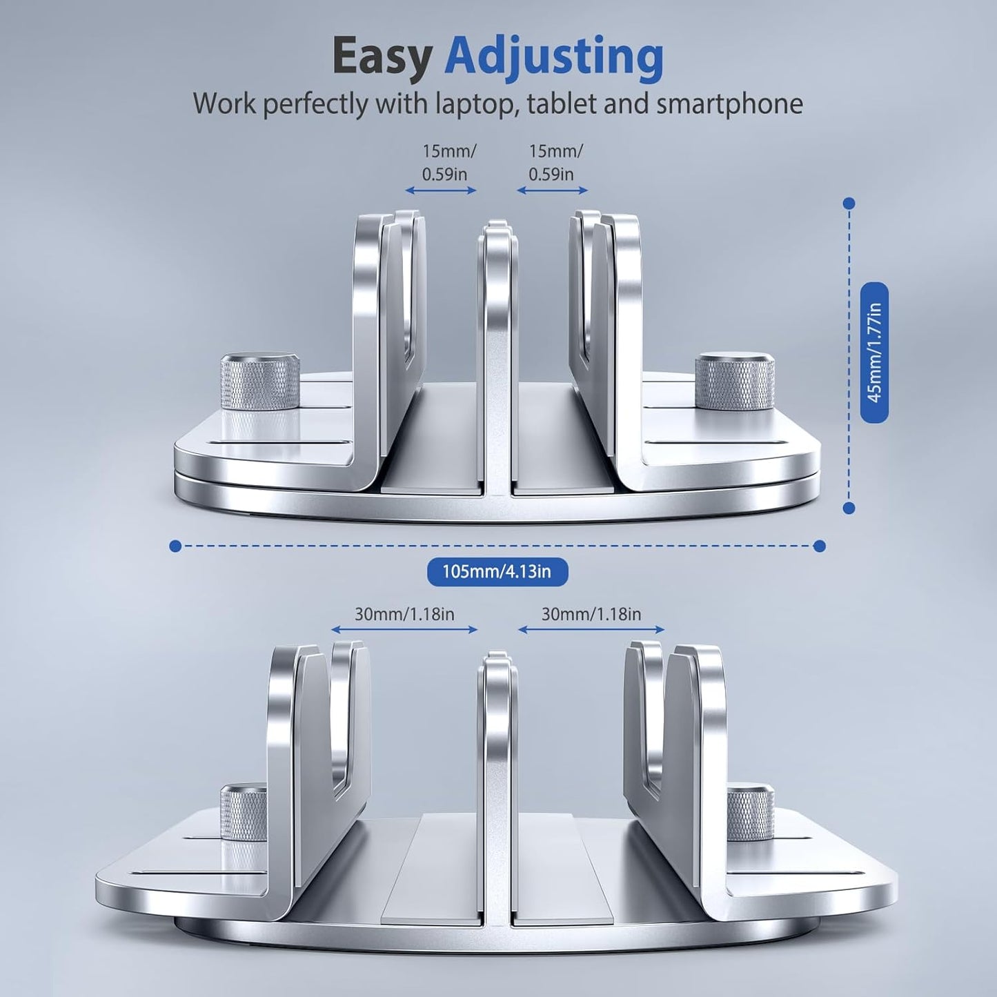 Aluminium Vertical Laptop Stand for Desk, Dual Slots, Fits Up to 17.3-Inch Laptops T5157