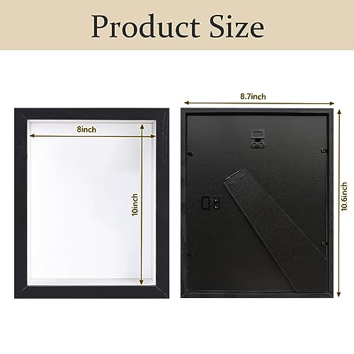 Shadow Box Frame 8x10 - 3 Pack Wood Deep Shadowbox with Glass Display Case (White) D1615