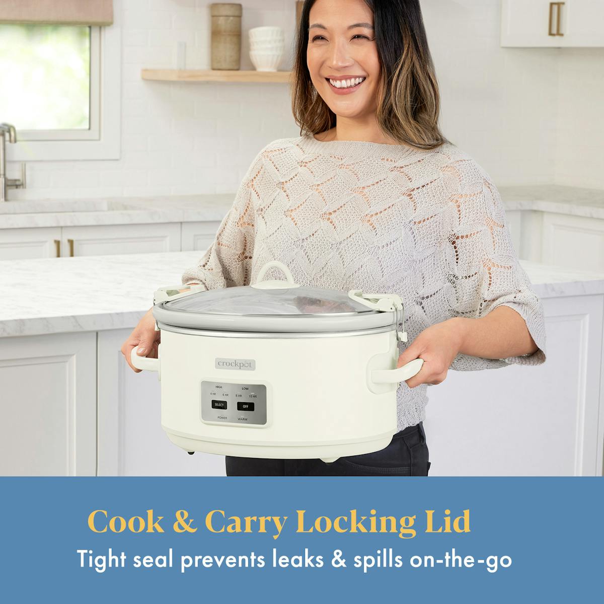 Crock-Pot 7 Qt. Cook & Carry Programmable Slow Cooker with Carry Bag, Oat Milk Cream — Product Information | Item Overview Lz