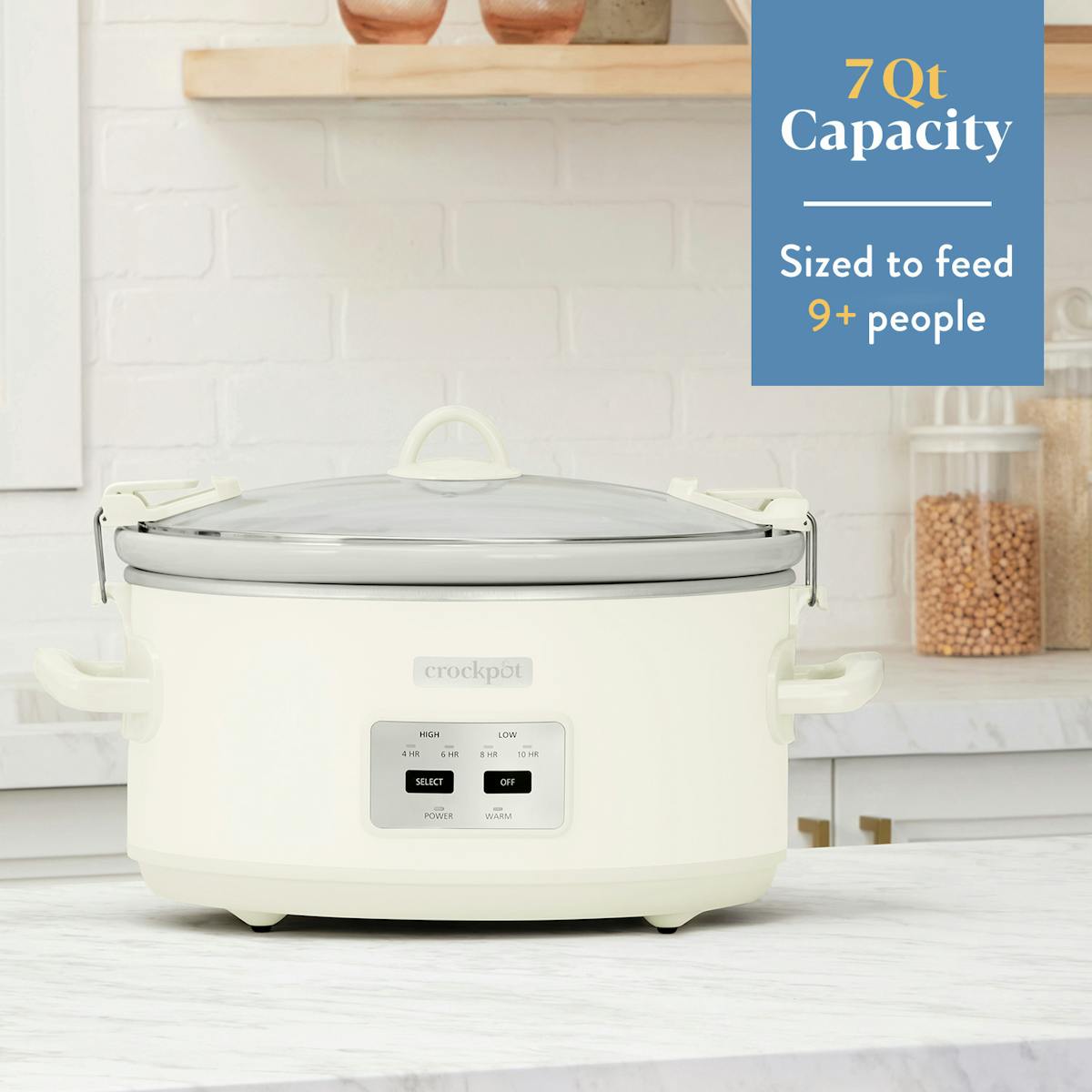 Crock-Pot 7 Qt. Cook & Carry Programmable Slow Cooker with Carry Bag, Oat Milk Cream — Product Information | Item Overview Lz