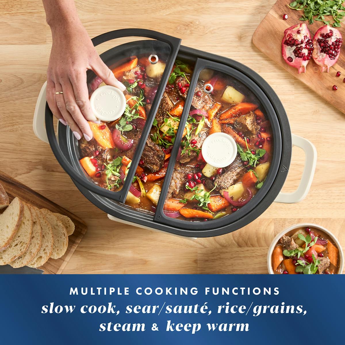 Crock-Pot MultiMeal Multicooker and Programmable Slow Cooker, With Extra 8-Qt. Cooking Pot, Oat Milk — Product Information — Item Information Wr