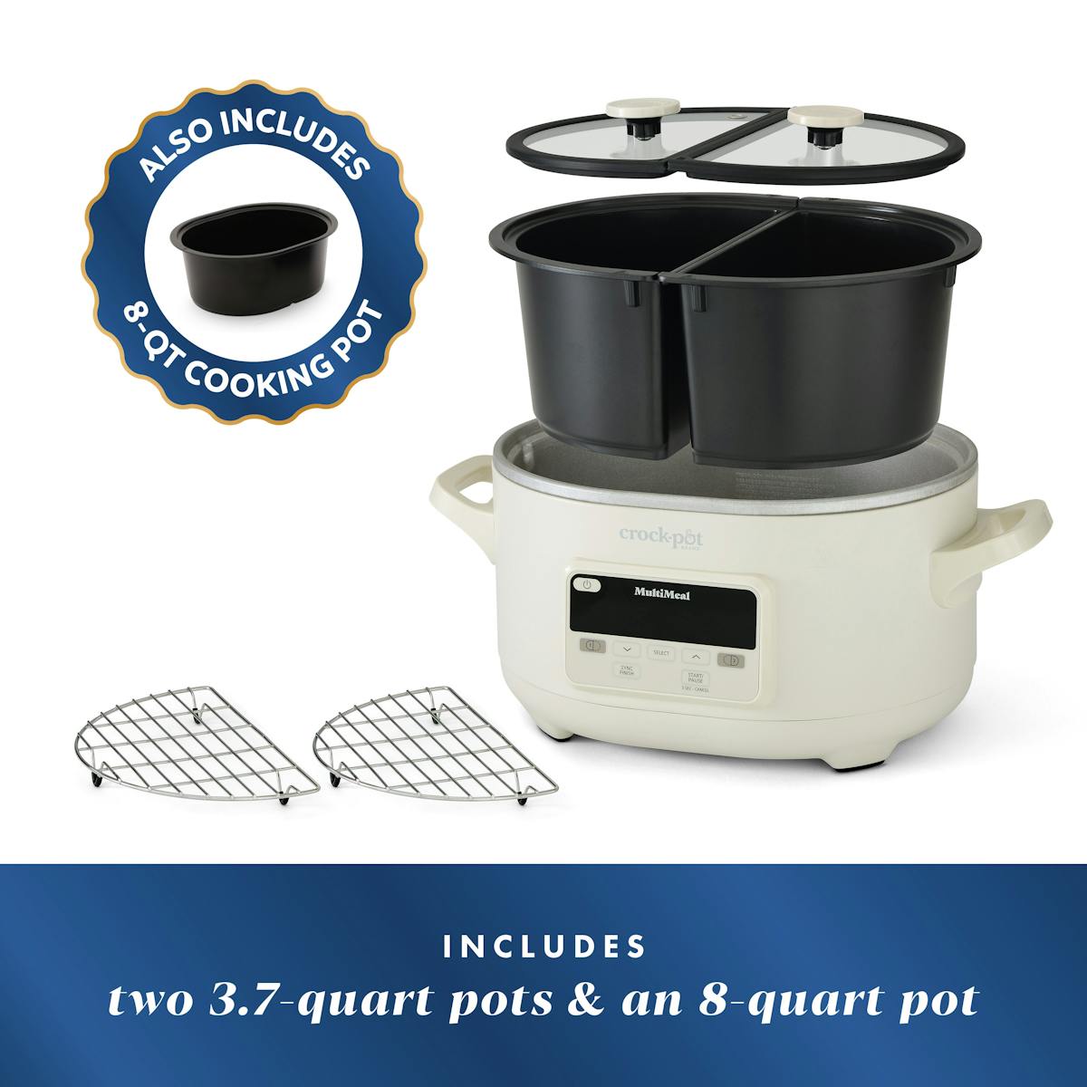Crock-Pot MultiMeal Multicooker and Programmable Slow Cooker, With Extra 8-Qt. Cooking Pot, Oat Milk — Product Information — Item Information Wr
