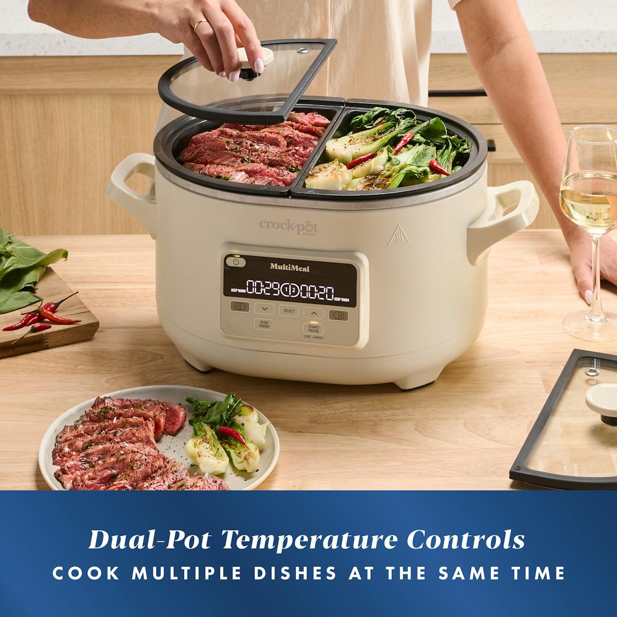 Crock-Pot MultiMeal Multicooker and Programmable Slow Cooker, With Extra 8-Qt. Cooking Pot, Oat Milk — Product Information — Item Information Wr