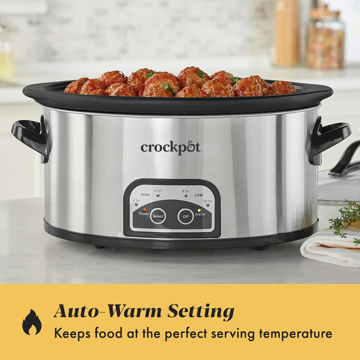 Crock-Pot One Touch Control 6-Quart Easy-to-Clean Slow Cooker, Stainless Steel — Product Information — Product Details vh