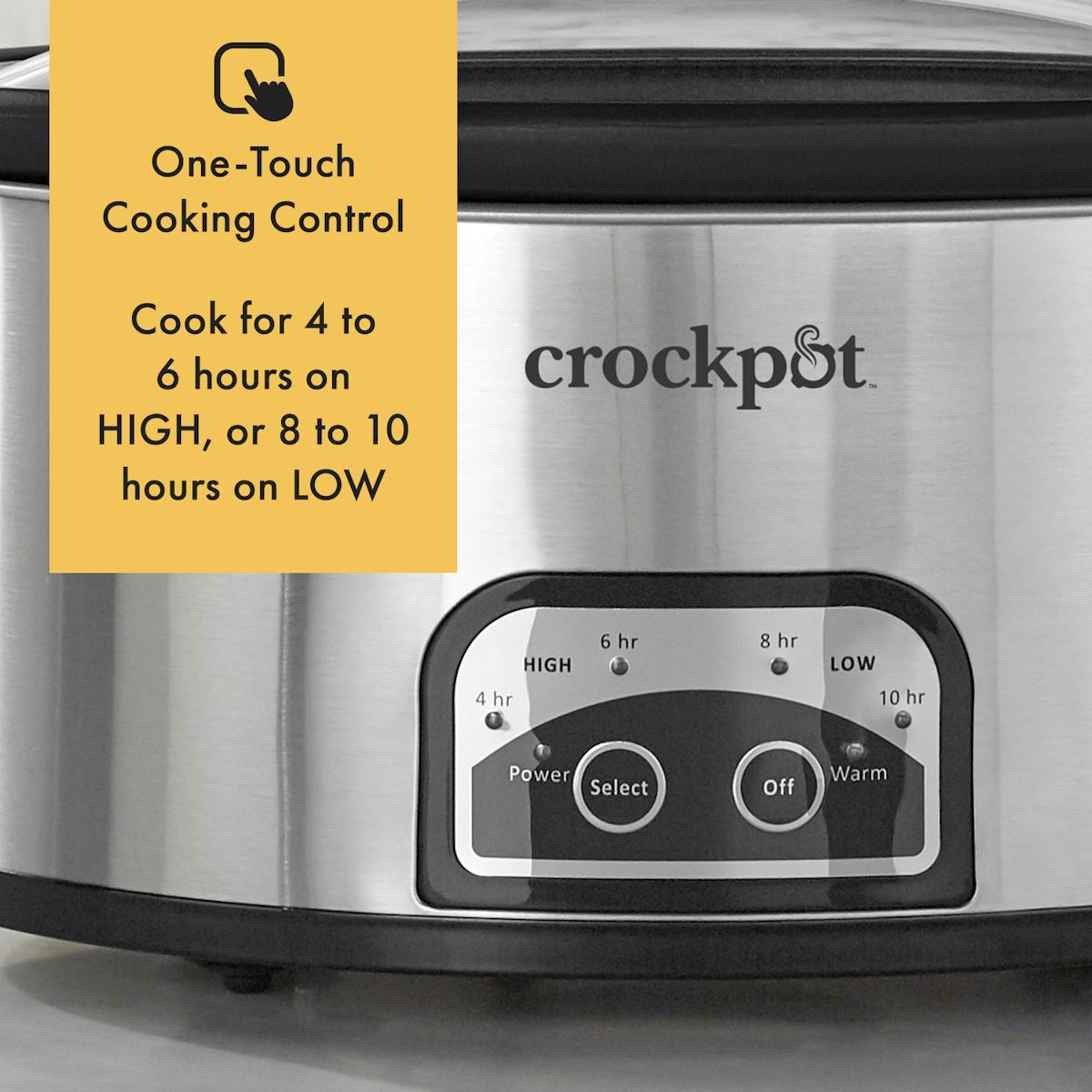 Crock-Pot One Touch Control 6-Quart Easy-to-Clean Slow Cooker, Stainless Steel — Product Information — Product Details vh