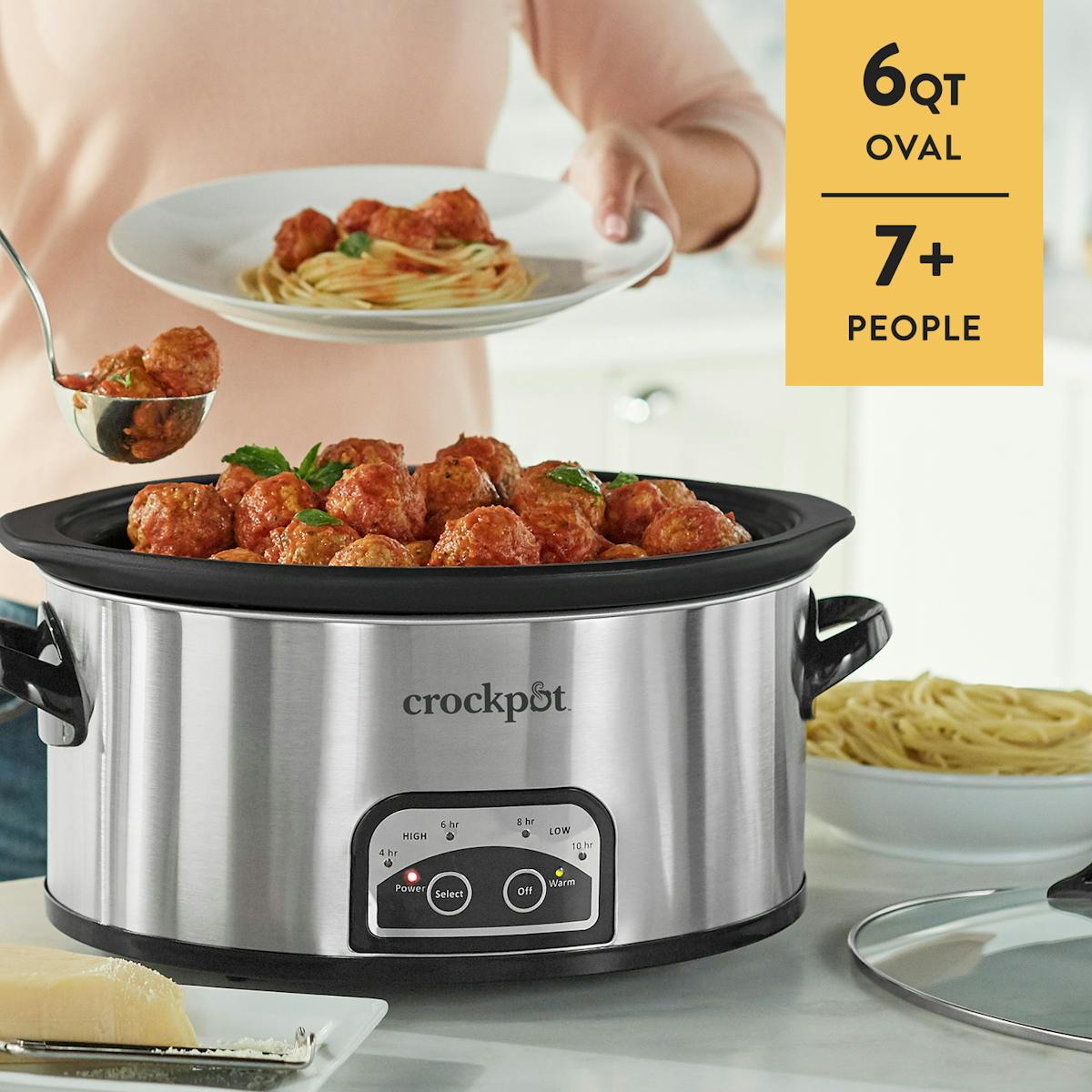 Crock-Pot One Touch Control 6-Quart Easy-to-Clean Slow Cooker, Stainless Steel — Product Information — Product Details vh