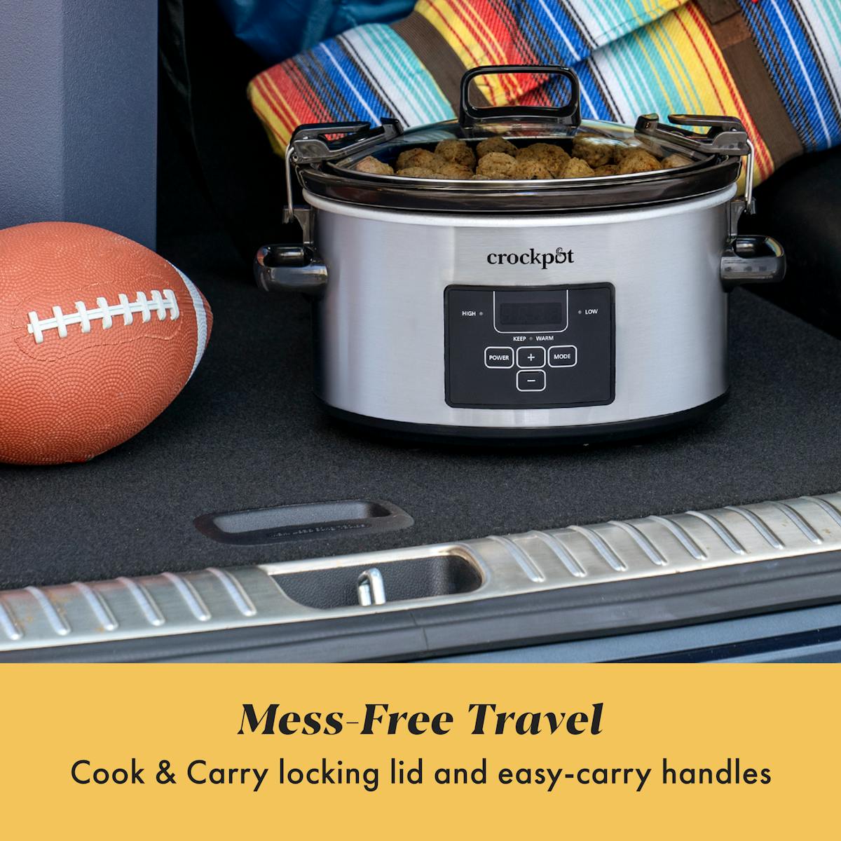Crock-Pot Programmable 4-Quart Cook & Carry Slow Cooker, Stainless Steel — Product Details — Product Facts jO