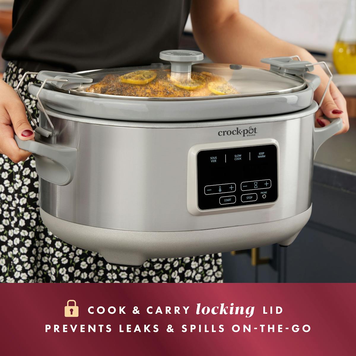 Crock-Pot Programmable 7-Quart Cook & Carry Slow Cooker with Sous Vide, Stainless Steel — Product Details — Details and Specifications 0c